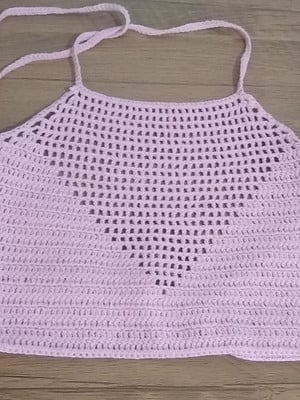 Top cropped de crochê