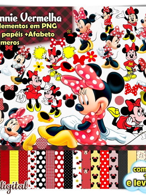 Kit digital minnie vermelha