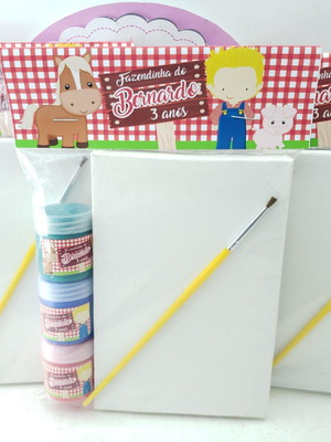 Kit pintura fazendinha menino tela 10x15