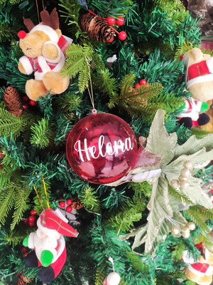 Bola para árvore de natal com nome 12 cm
