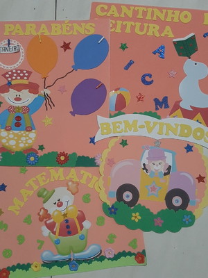 Kit com 06 painèis para sala de aula tema circo