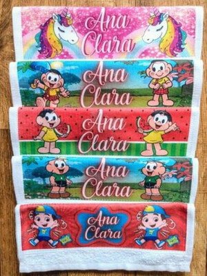 3 toalhinha de mão personalizada com nome e desenho