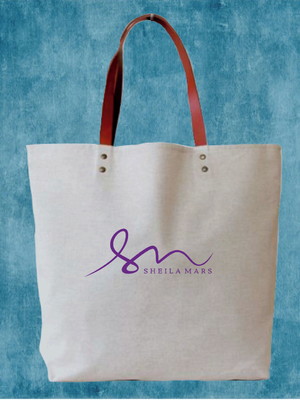 Sacola nylon 40x35cm c/ alças couro eco personalizada