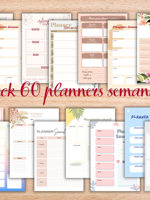 Pack 60 planners semanais - arquivo digital