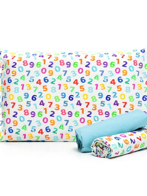 Jogo de cama mini cama números lençol de elástico azul