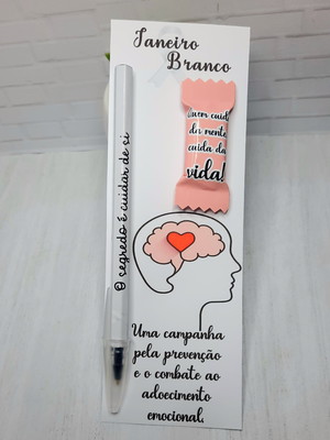 Janeiro branco- card com caneta e balinha