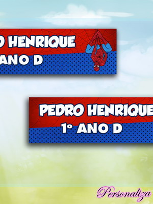 Mini etiqueta para lápis homem aranha