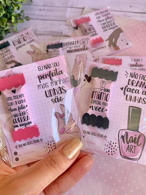 100 cartões com bala agradecimento manicure mimo cliente