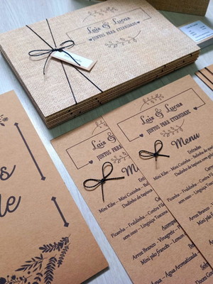 Menu de mesa - menu de casamento rústico