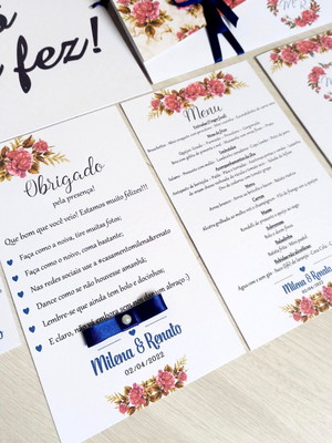 Menu de mesa - menu de casamento