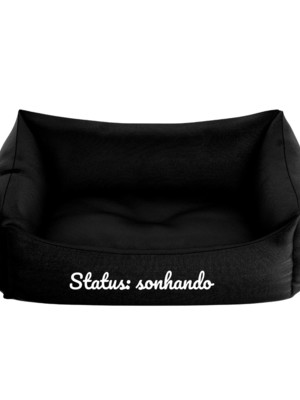 Cama pet preta personalizada tamanho p status sonhando