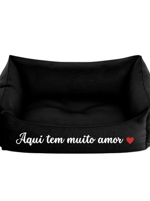 Cama pet preta personalizada tamanho p aqui tem muito amor