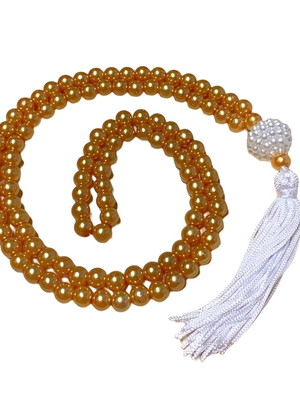 Japamala 108 contas pérola mostarda 8mm meditação colar