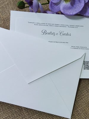 Convite de casamento bico branco linho