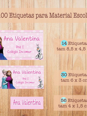 Kit adesivo material escolar frozen
