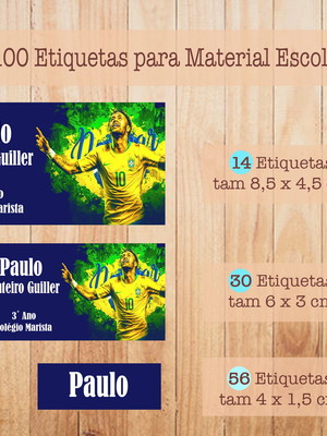 Kit adesivo material escolar neymar