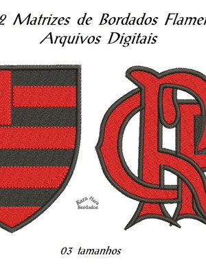 Kit 02 matrizes bordados flamengo1- 03 tamanhos-kaza hara bo