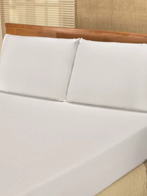 Kit 2 lençol solteiro branco com elástico algodão 150 fios