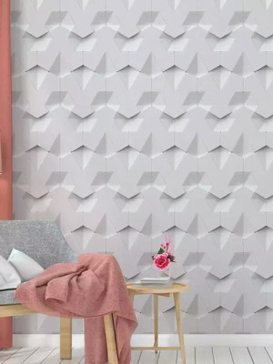 Papel de parede 3d abstrato triângulos com ondulas-60x300cm