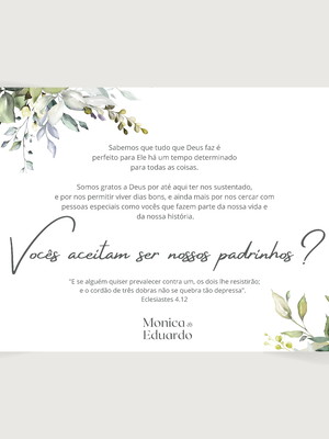 Convite padrinhos para caixa - tampa arte digital