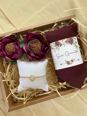 Kit padrinhos de casamento marsala