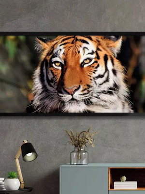 Quadro decorativo slim face de tigre-31x64cm