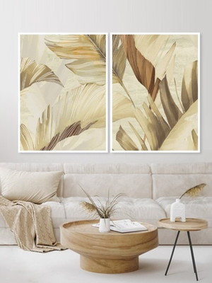 Quadros decorativos trio folhagem tropical