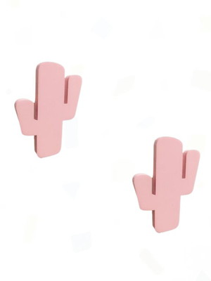 Kit 2 ganchos cabideiro de parede - cactus mdf com pintura