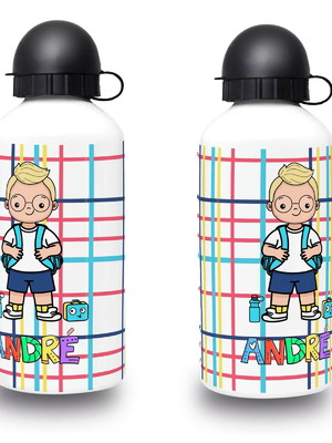 Squeeze garrafinha escolar personalizada masculina com nome