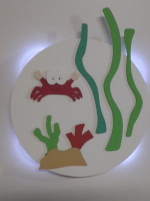 Nicho fundo do mar com caranguejo algas e luz de led