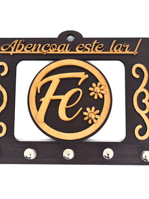 Porta chaves fé em relevo 14cm proteção par o lar