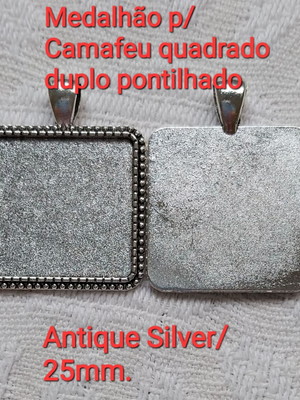 Medalhão p/camafeu quadrado pontil/p. antigo 2,5cm./10pçs.