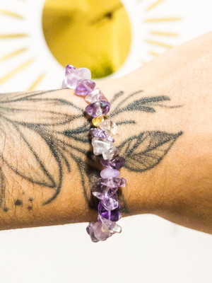 Pulseira cascalho ametrina ametrino natural raro