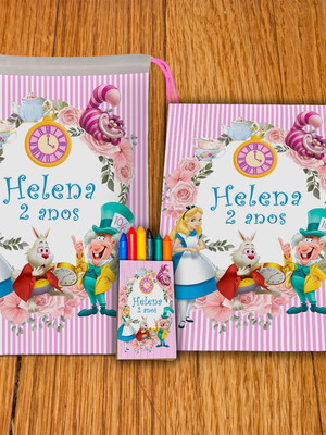 Kit passatempo na mochila alice no país da maravilhas