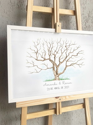Quadro recepção casamento árvore de digitais 70x50