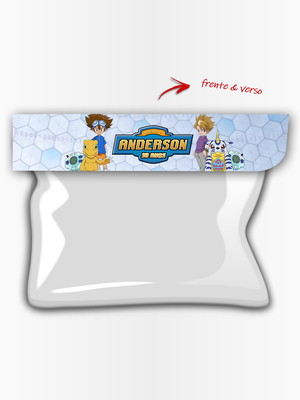 Lapela com saquinho digimon
