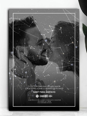 Quadro decorativo mapa do céu mdf 6mm a3 - com foto