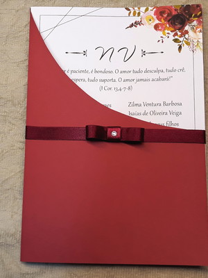 Convite de casamento 14x20cm mod. lux marsala