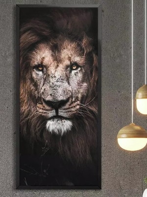 Quadro decorativo slim face do leão-31x64cm