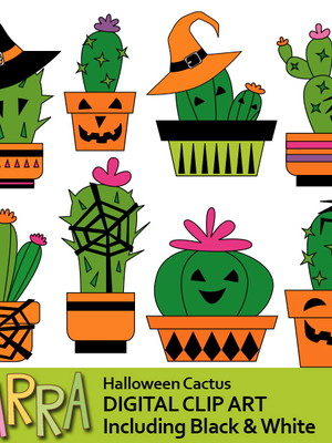 Kit digital clipart cactus halloween