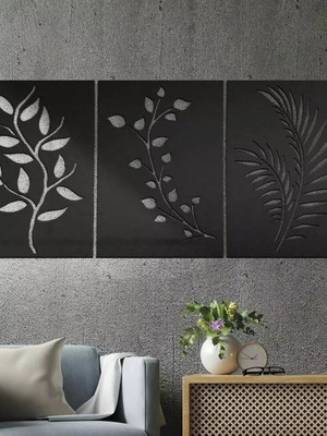 Kit quadro decorativo vazado folhas-24x34cm