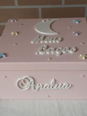 Caixa para laços mdf rosa com lua