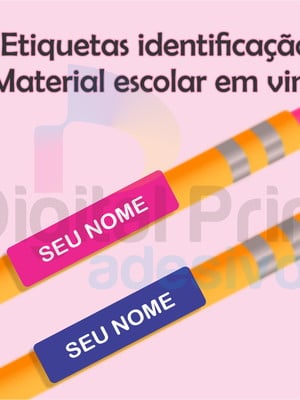 Etiquetas adesivos nome escolar lapis material vinil