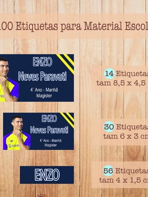 Kit adesivo material escolar cristiano ronaldo