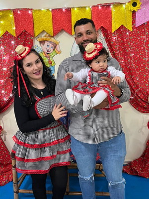 Kit família jardineira festa junina xadrez com gravata