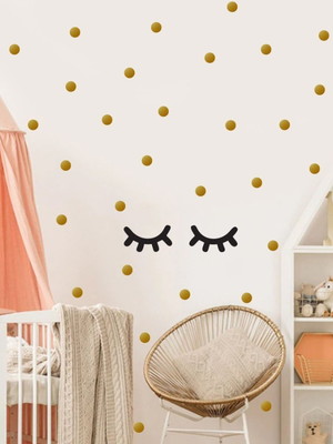 Adesivos de parede infantil decorativos bolinhas rose ouro