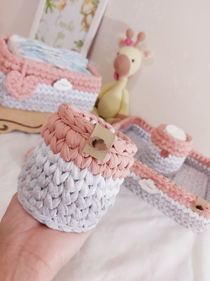 Kit higiene bebê 4 peças em fio de malha