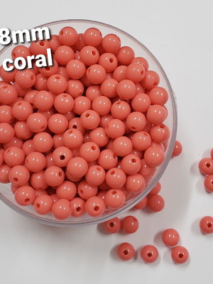 Miçanga leitosa 8mm coral - 100grama 340peça