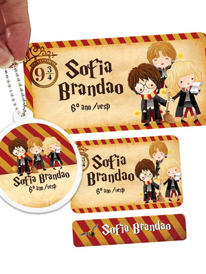 Etiqueta escolar harry potter hogwarts a prova d'agua