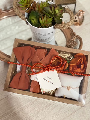 Kit padrinho de casamento terracota